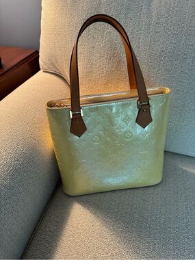 Louis Vuitton Yellow Patent Tote with Brown Handles